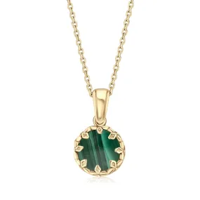 Gold Plated Round Pendant Inlaid with Malachite