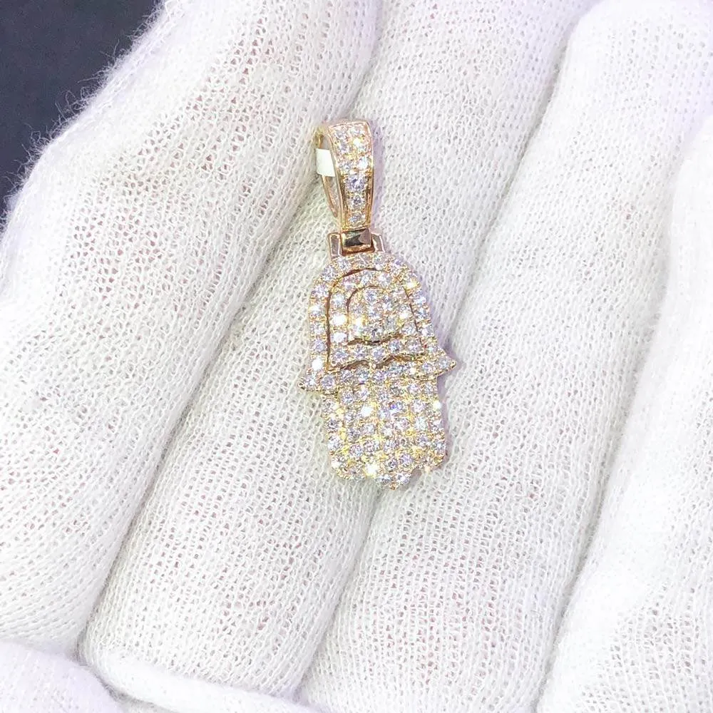 Hamsa Layered 1.30 Carat Diamond Pendant 14K Yellow Gold