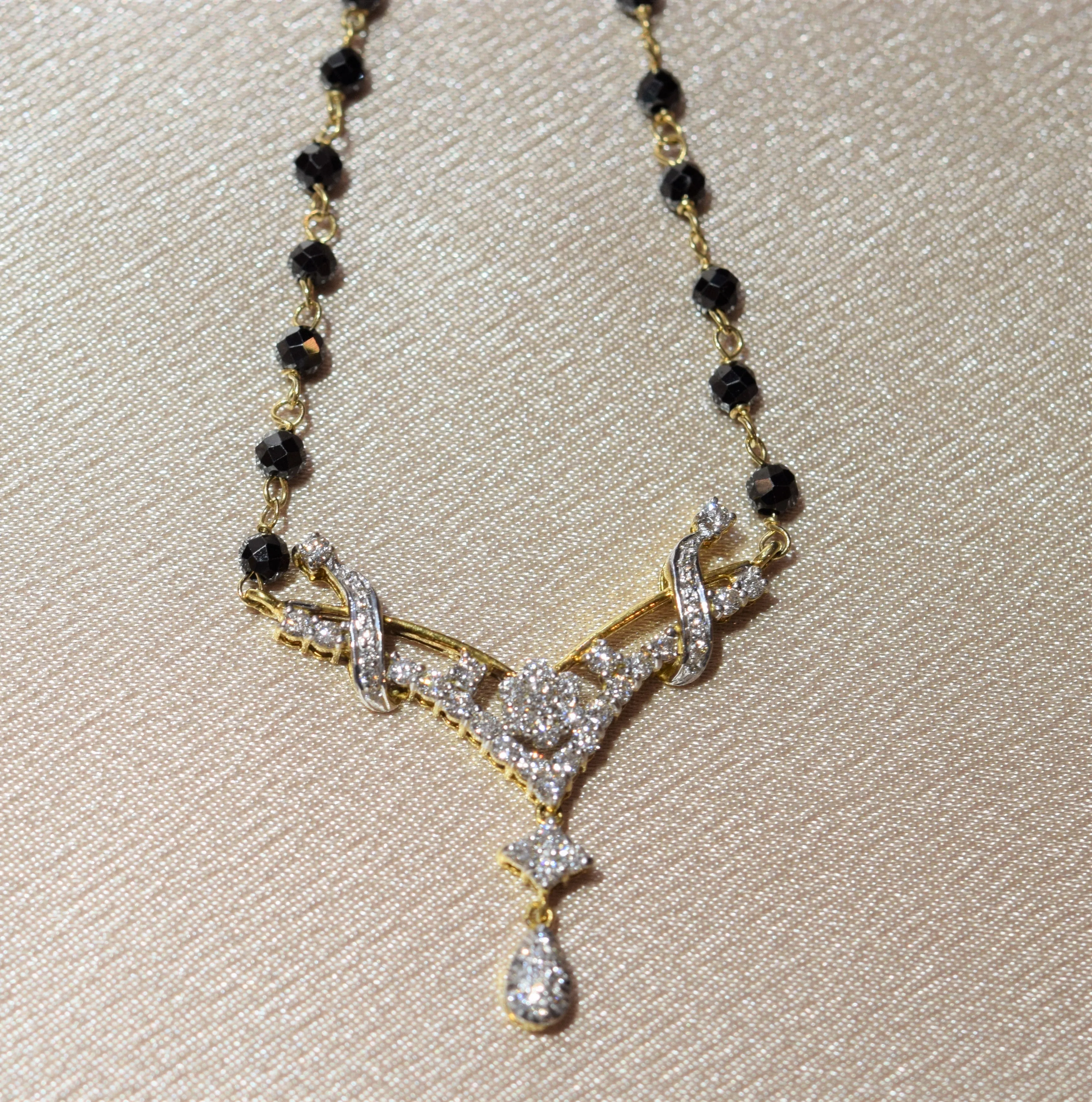 Hematite Necklace with Diamond Pendant