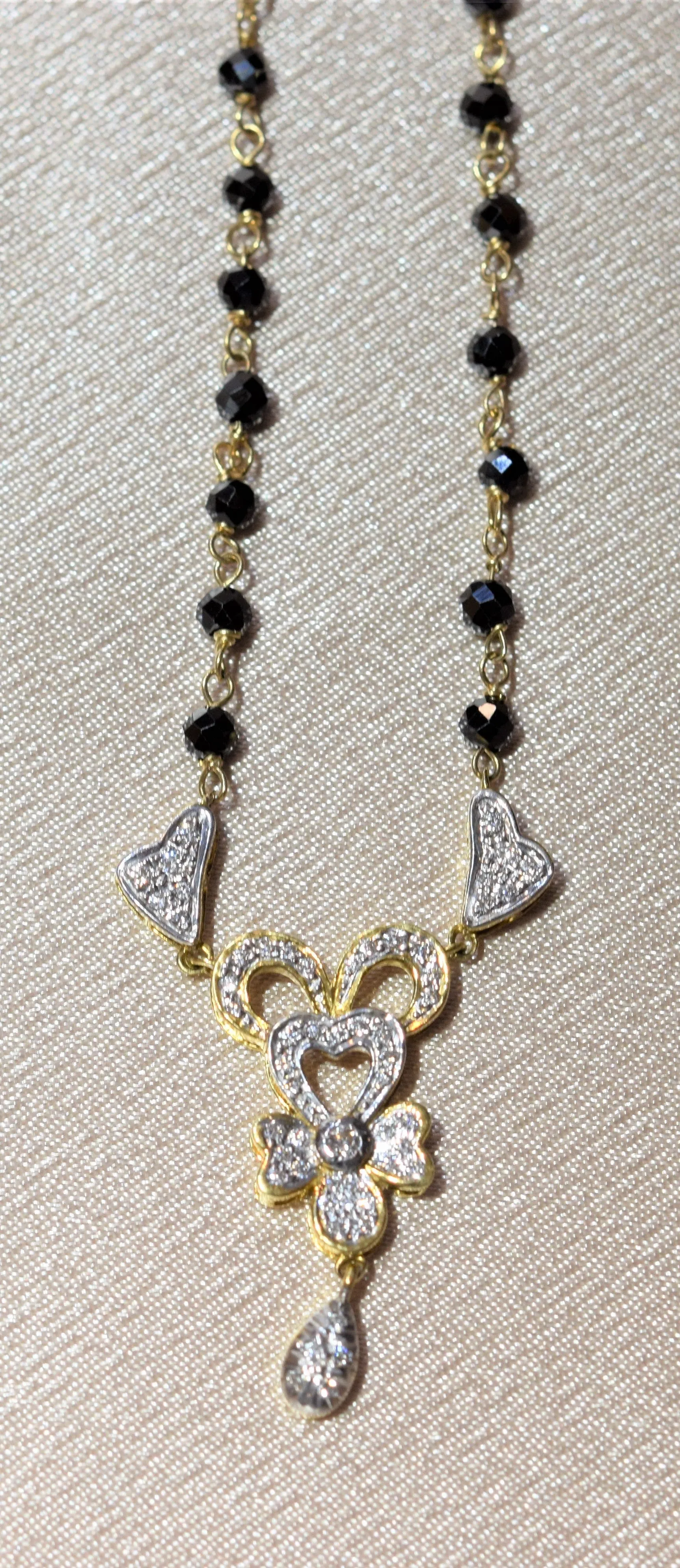 Hematite Necklace with Diamond Pendant