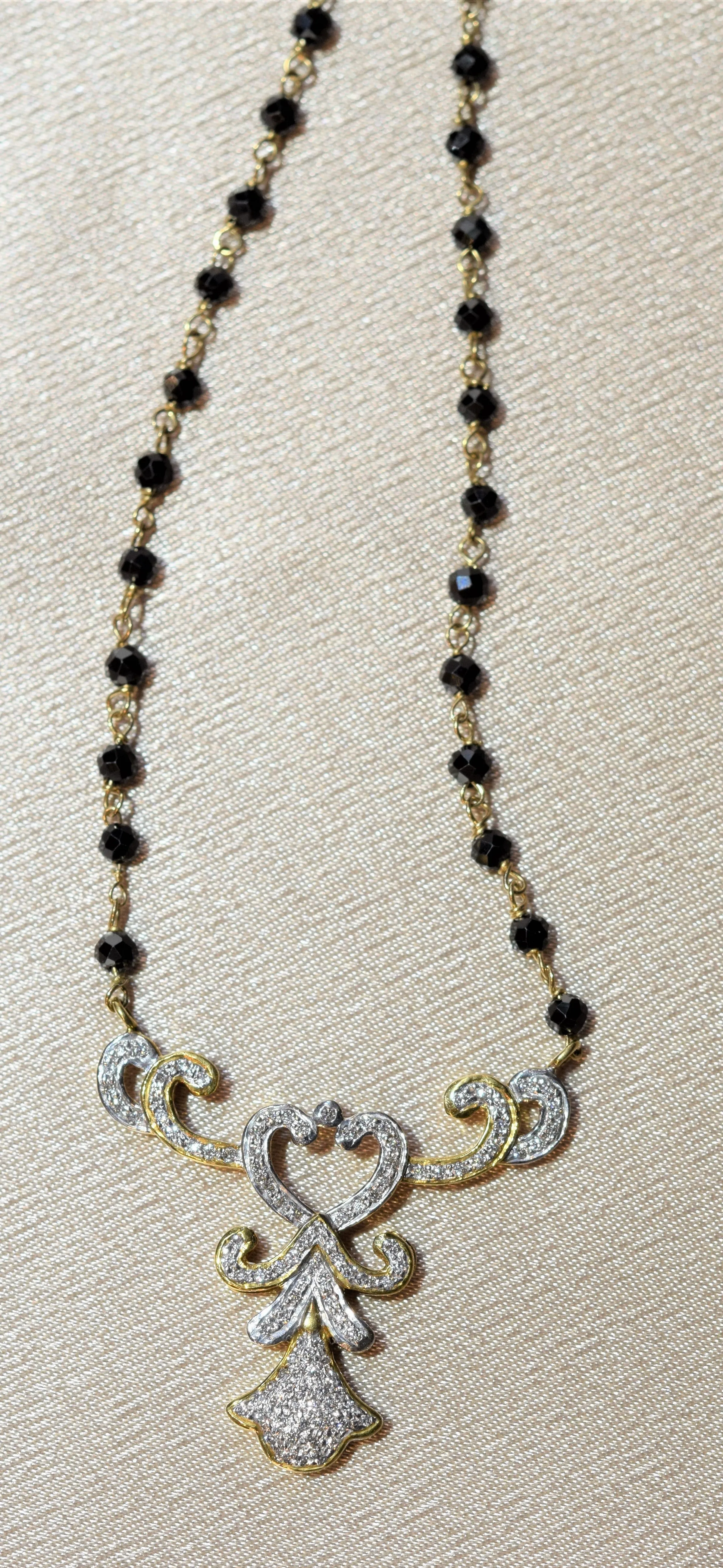 Hematite Necklace with Diamond Pendant