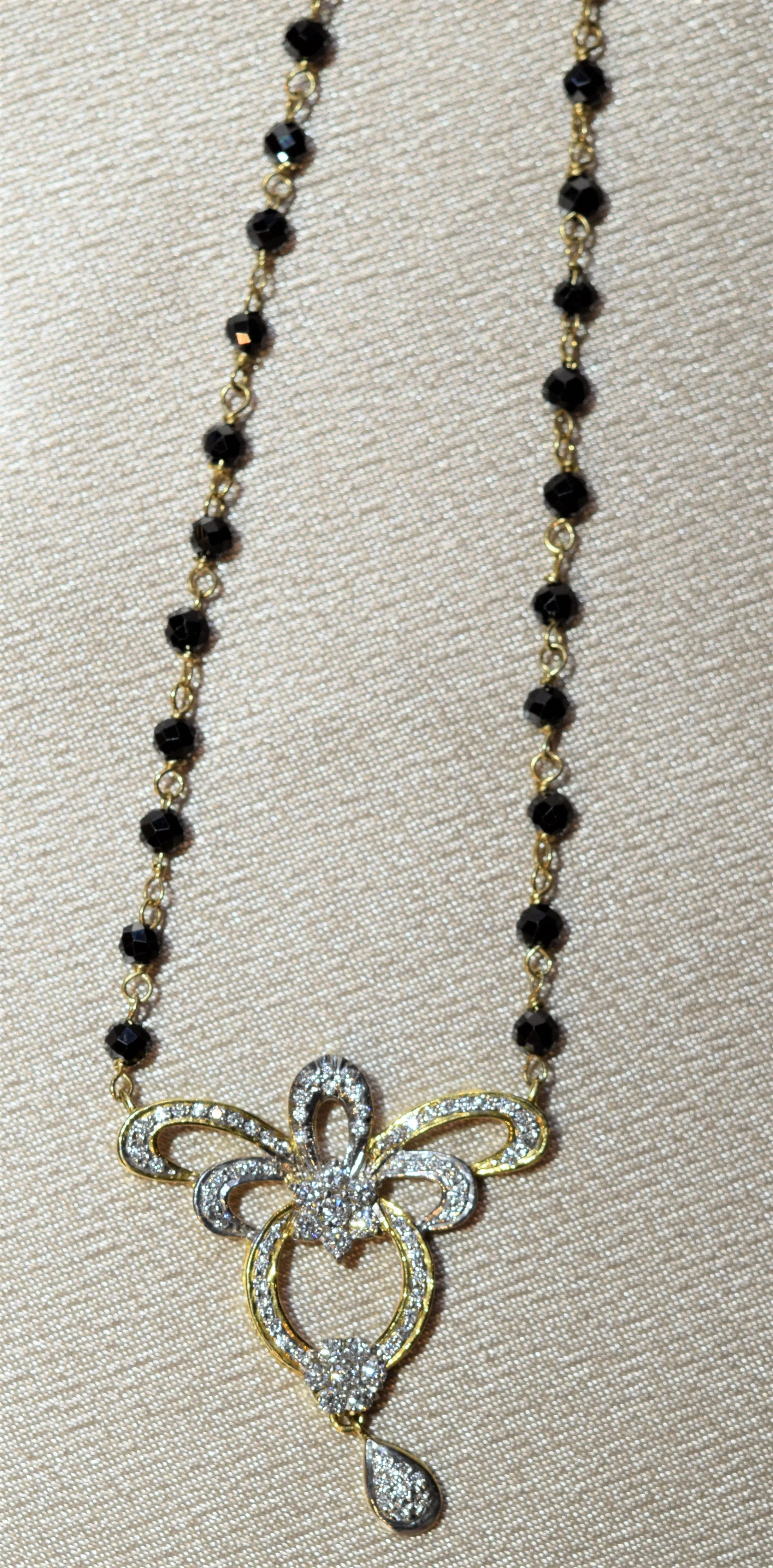 Hematite Necklace with Diamond Pendant