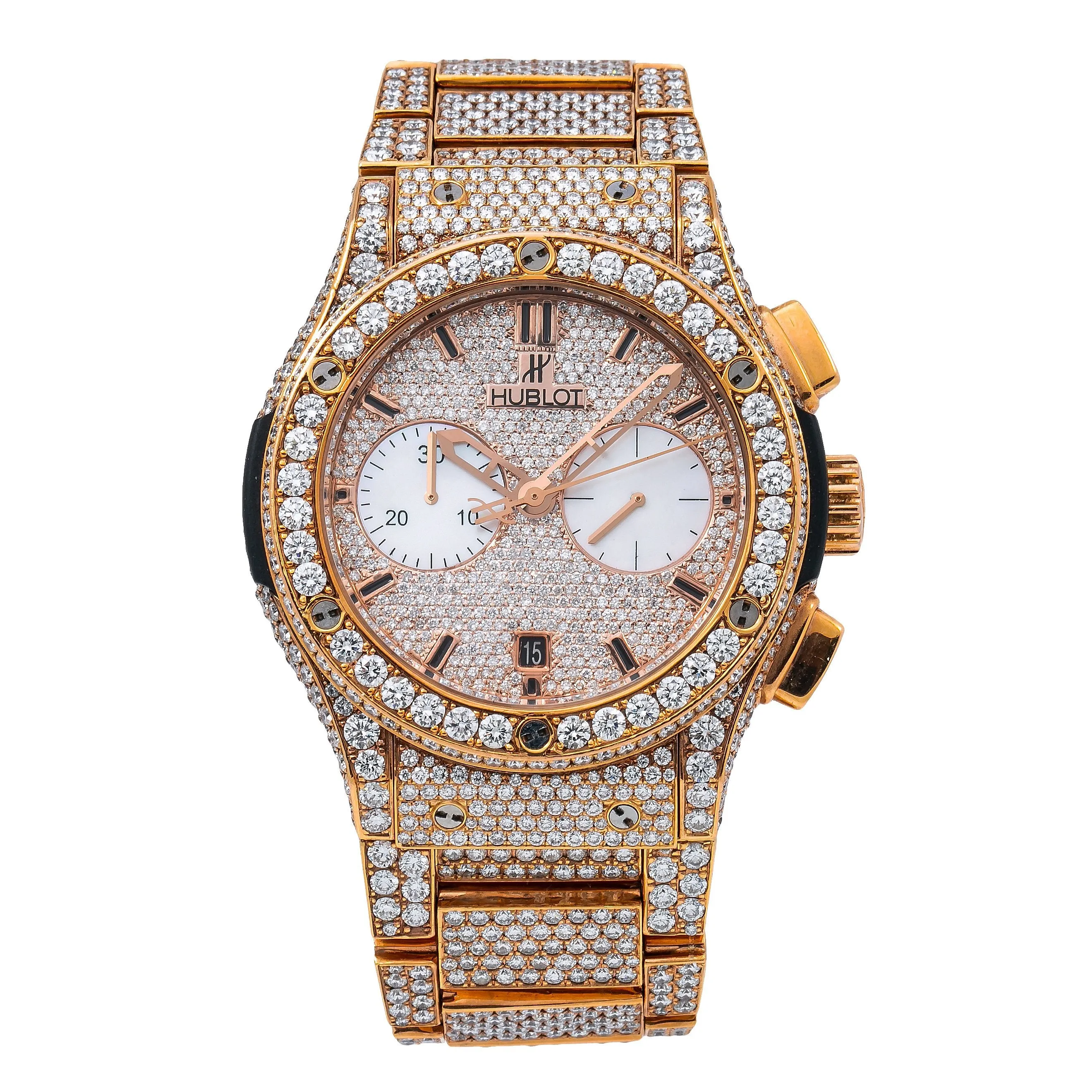 Hublot Classic Fusion Chronograph 520OX1180 45MM Champagne Diamond Dial With 31.75 CT Diamonds