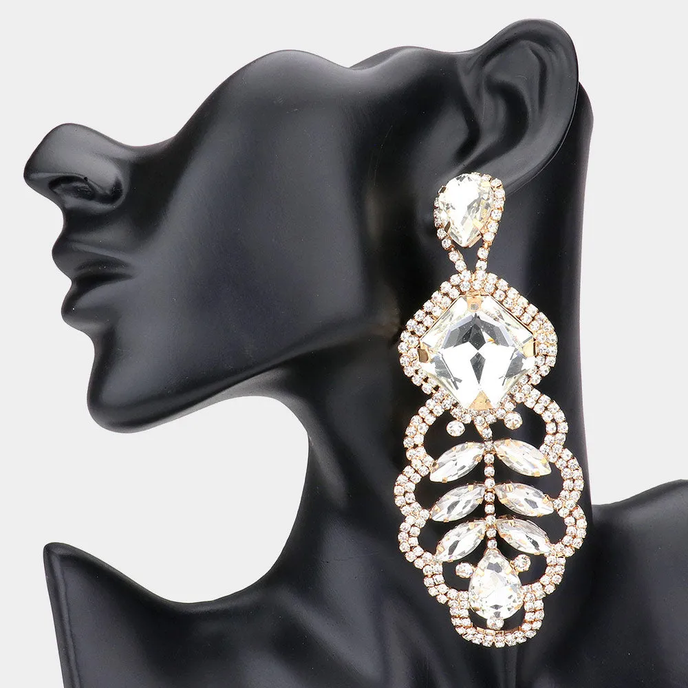 iLLASPARKZ Square Stone Accented Statement Evening Earring