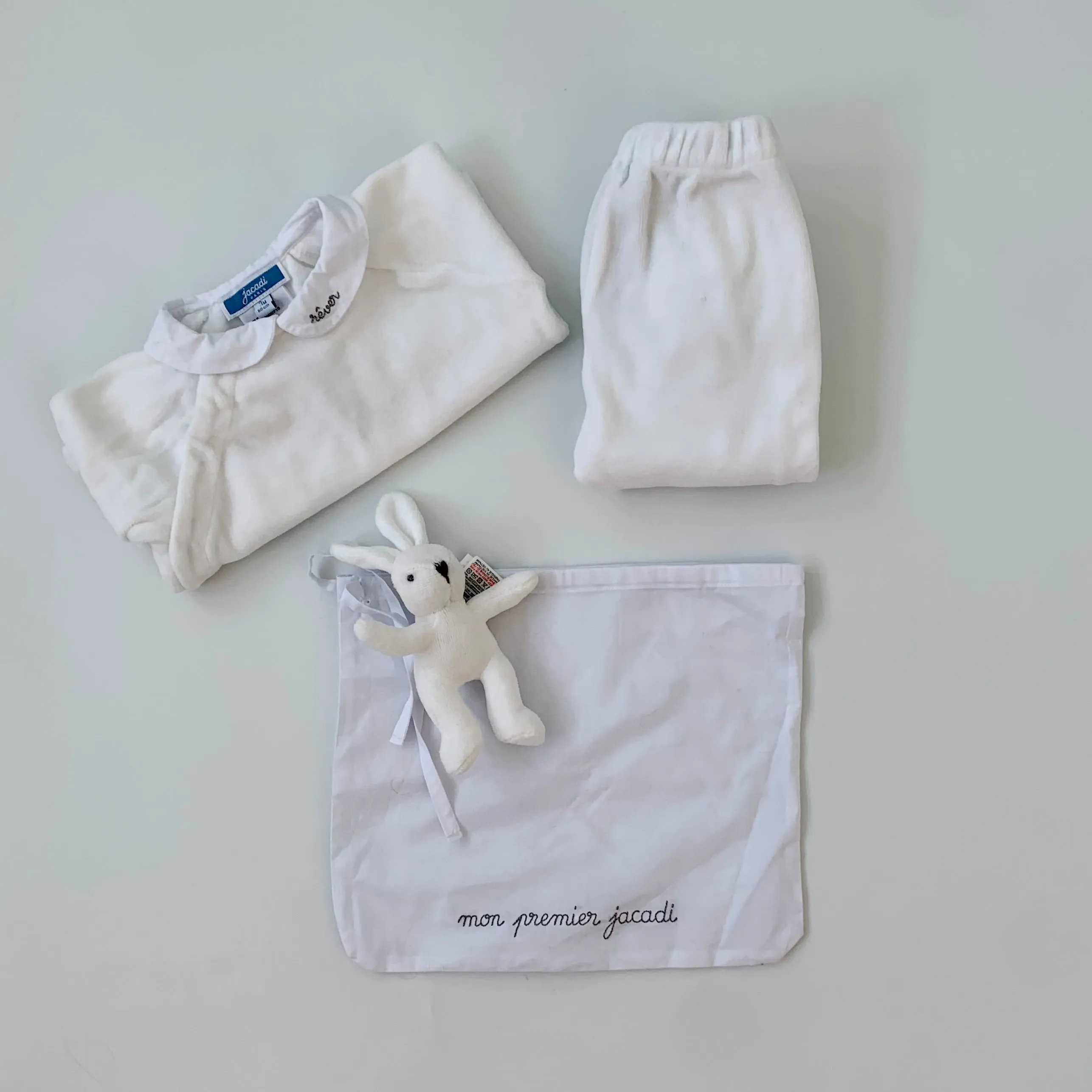 Jacadi White Velour Baby Set: 3 Months