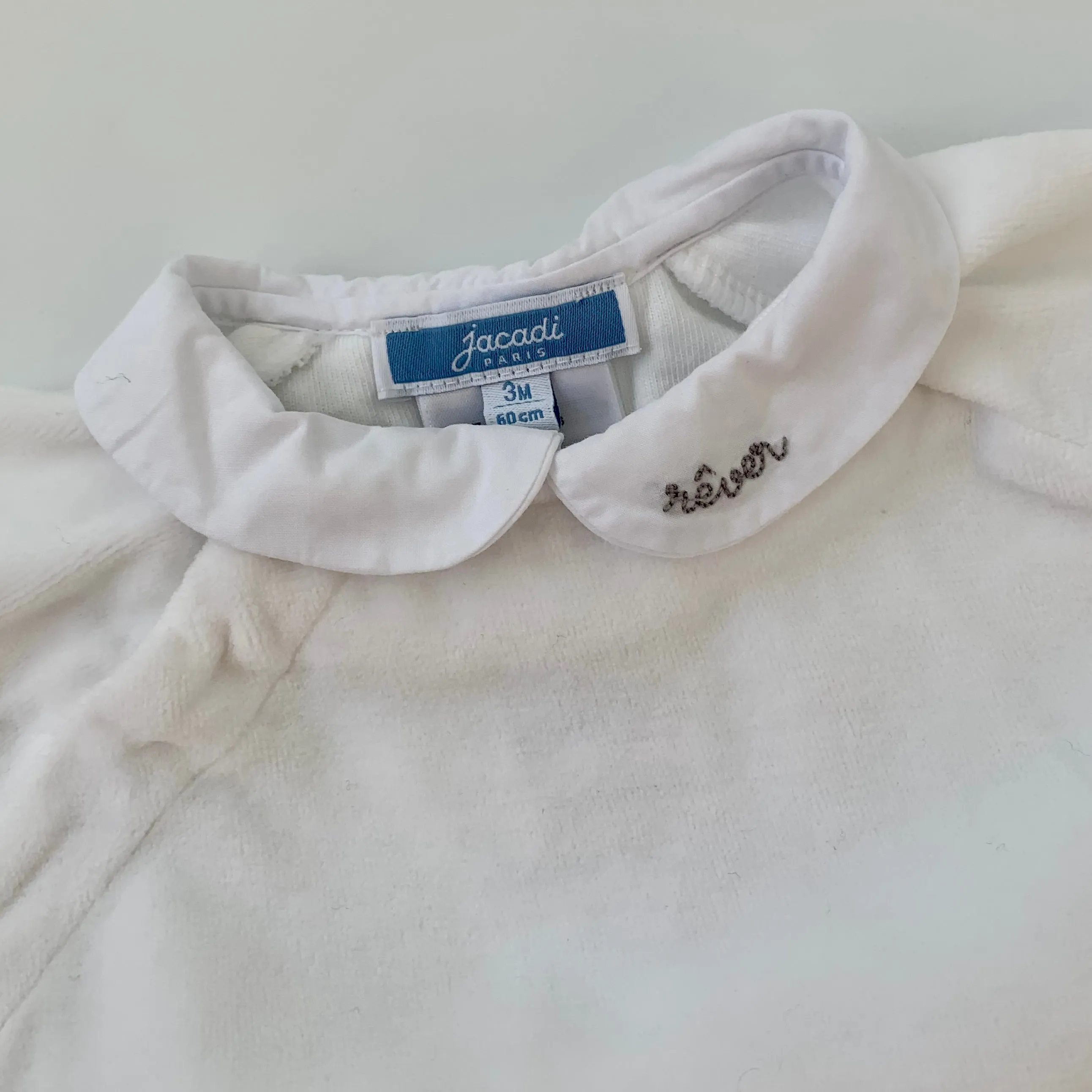 Jacadi White Velour Baby Set: 3 Months