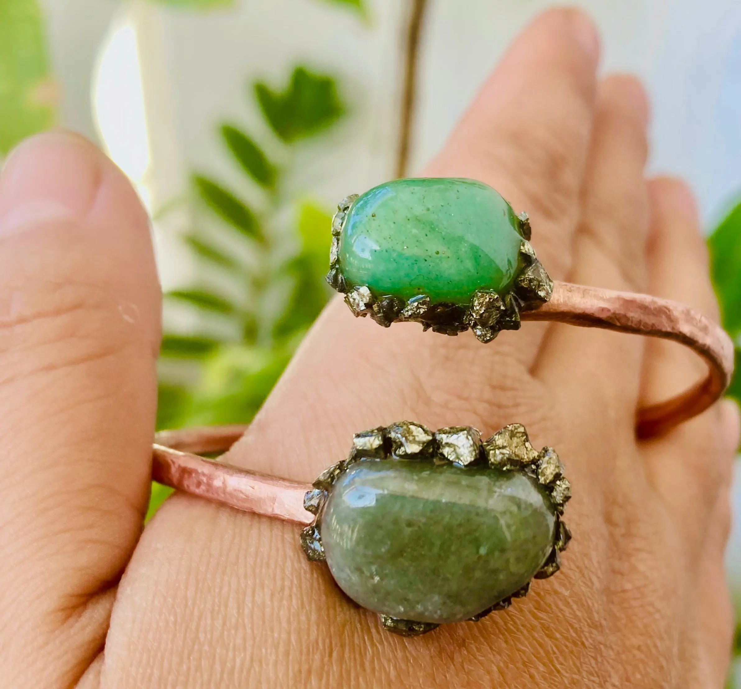 Jade / Aquamarine/ Pyrite Cuff