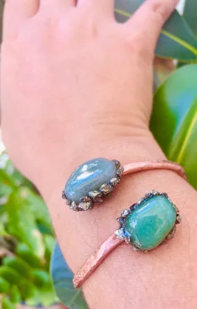 Jade / Aquamarine/ Pyrite Cuff