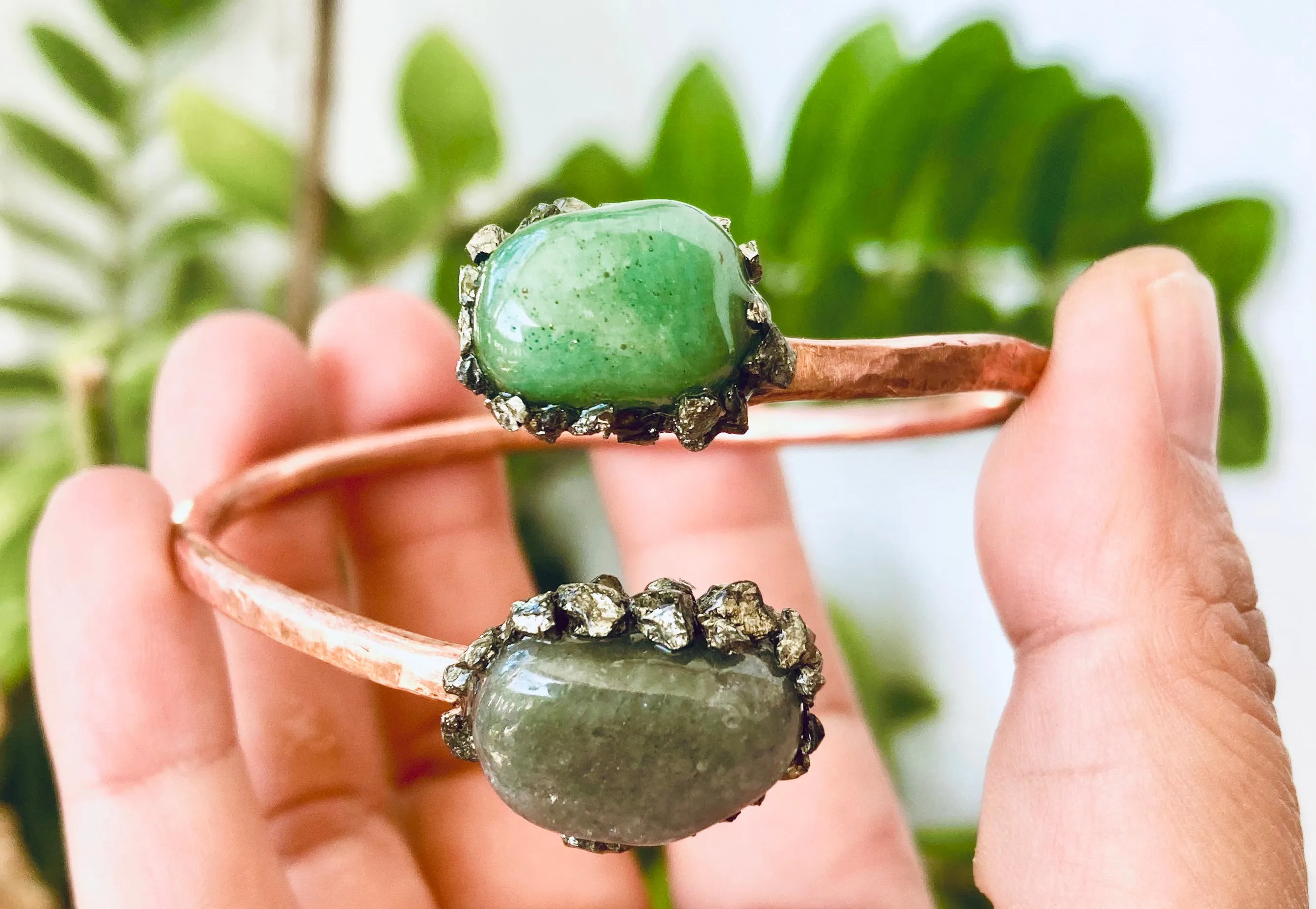 Jade / Aquamarine/ Pyrite Cuff