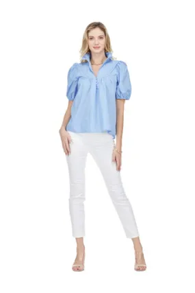 Jade Yoke Button Top, Blue