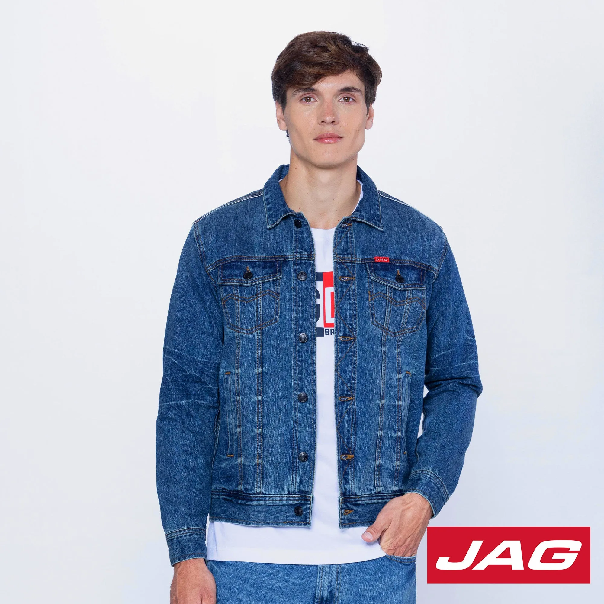 Jag Men's Denim Jacket in Dark Wash