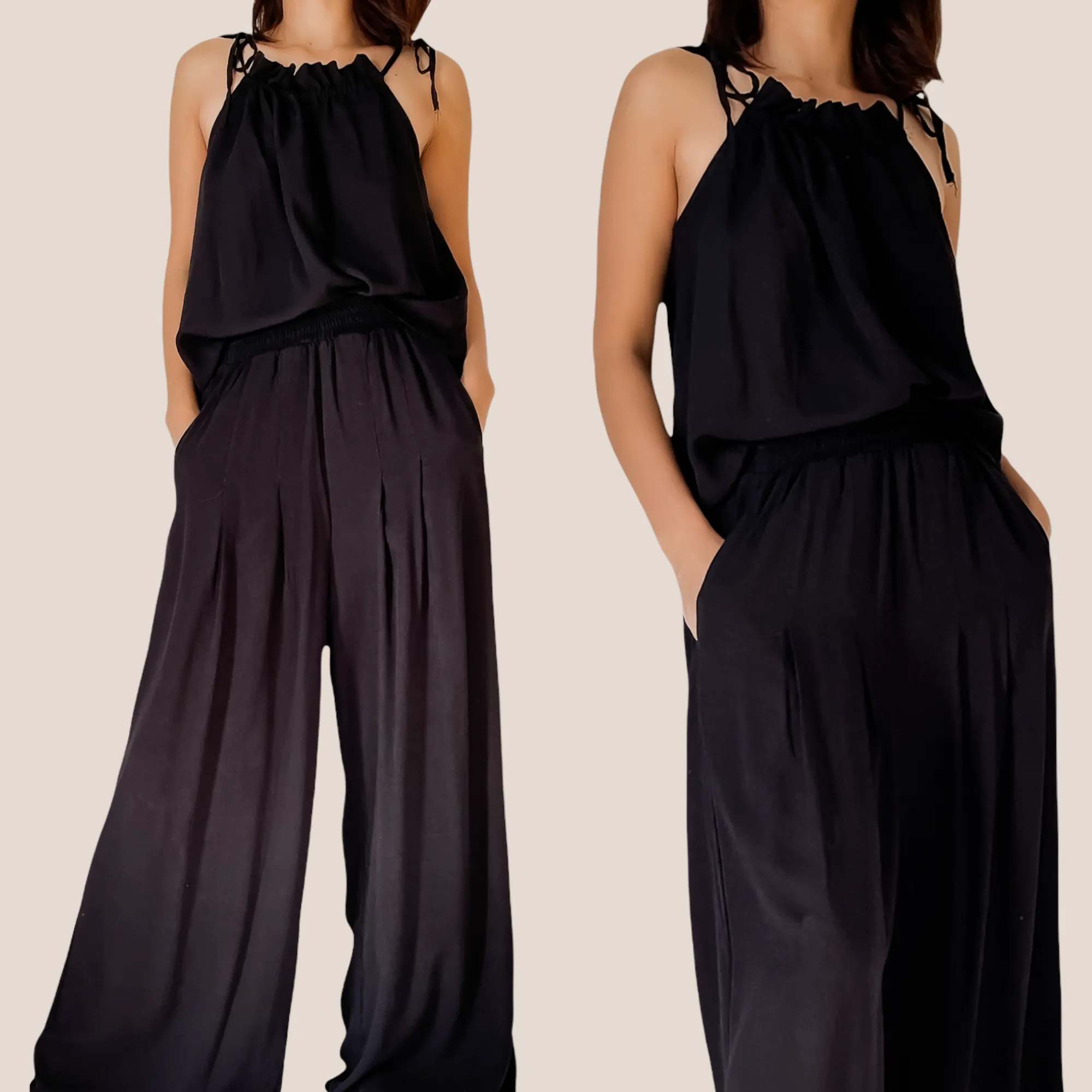 KENDALL Woven Halter Top and Pants Set