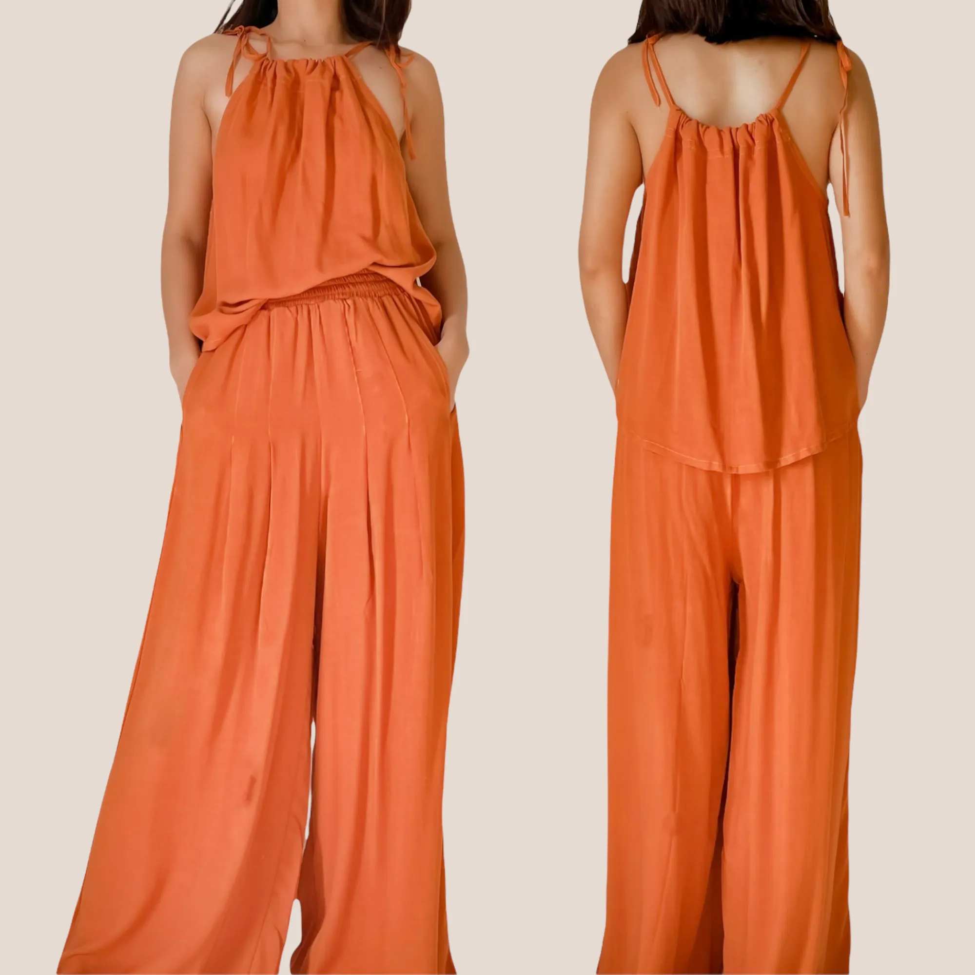 KENDALL Woven Halter Top and Pants Set