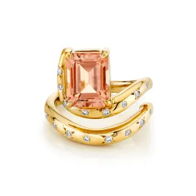 Kundalini Morganite Ring w/ Sprinkled Diamonds | Ready to Ship