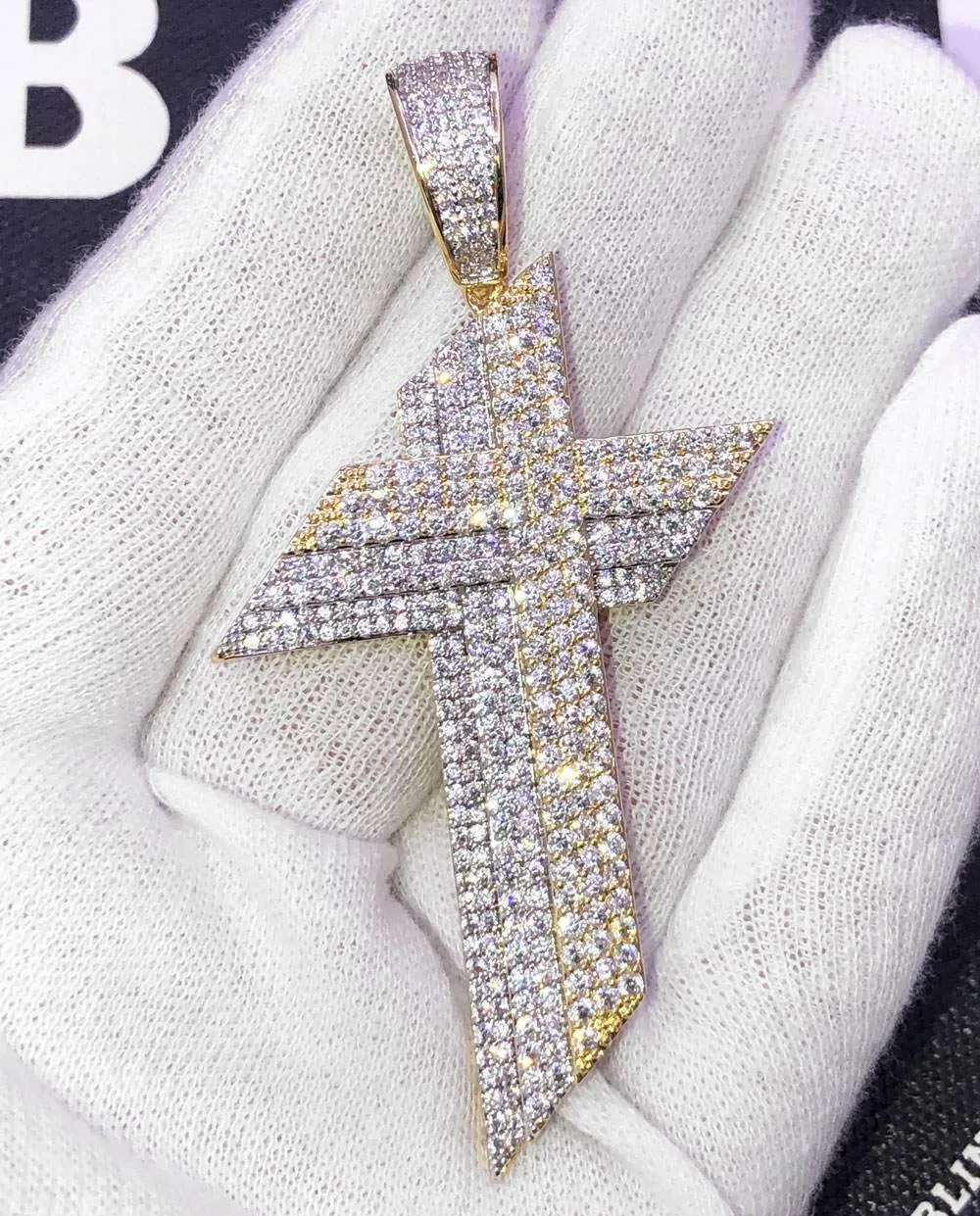 Layered Sharp Cross VVS CZ Hip Hop Iced Out Pendant