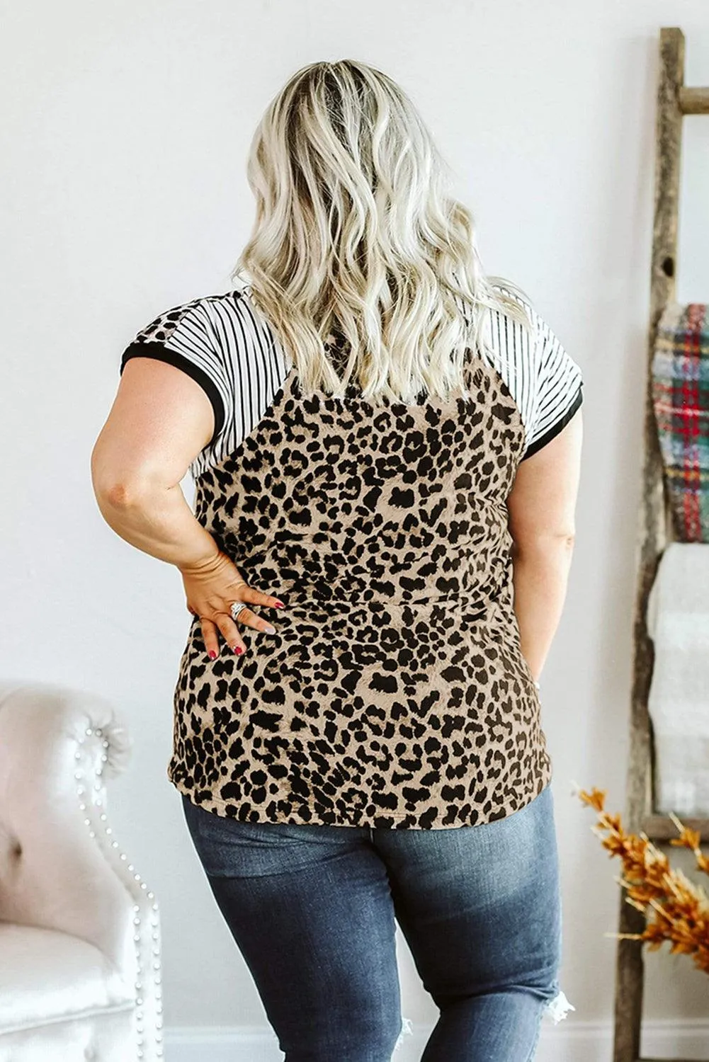 Leopard Striped Tee - Plus Size