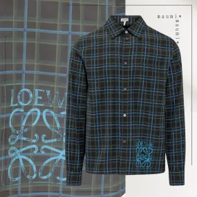 LOEWE  |Anagram stamp check shirt in silk and cotton