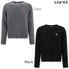 LOEWE  |Crew Neck Wool Fine Gauge Long Sleeves Plain Logo Asymmetry