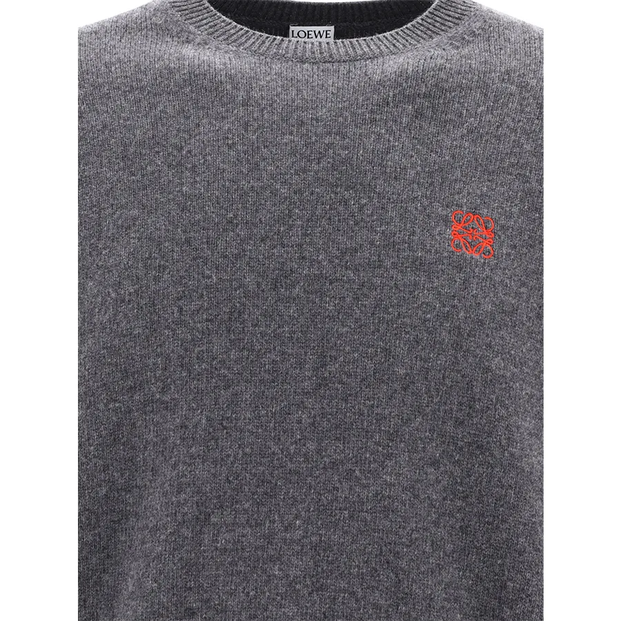 LOEWE  |Crew Neck Wool Fine Gauge Long Sleeves Plain Logo Asymmetry