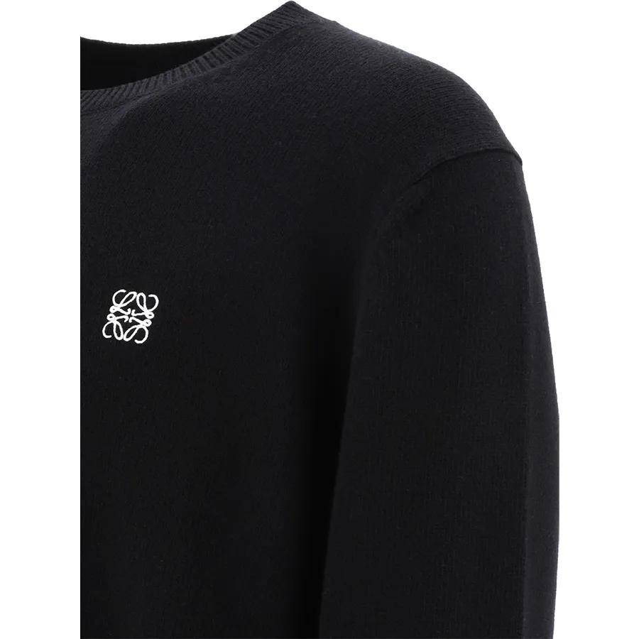 LOEWE  |Crew Neck Wool Fine Gauge Long Sleeves Plain Logo Asymmetry