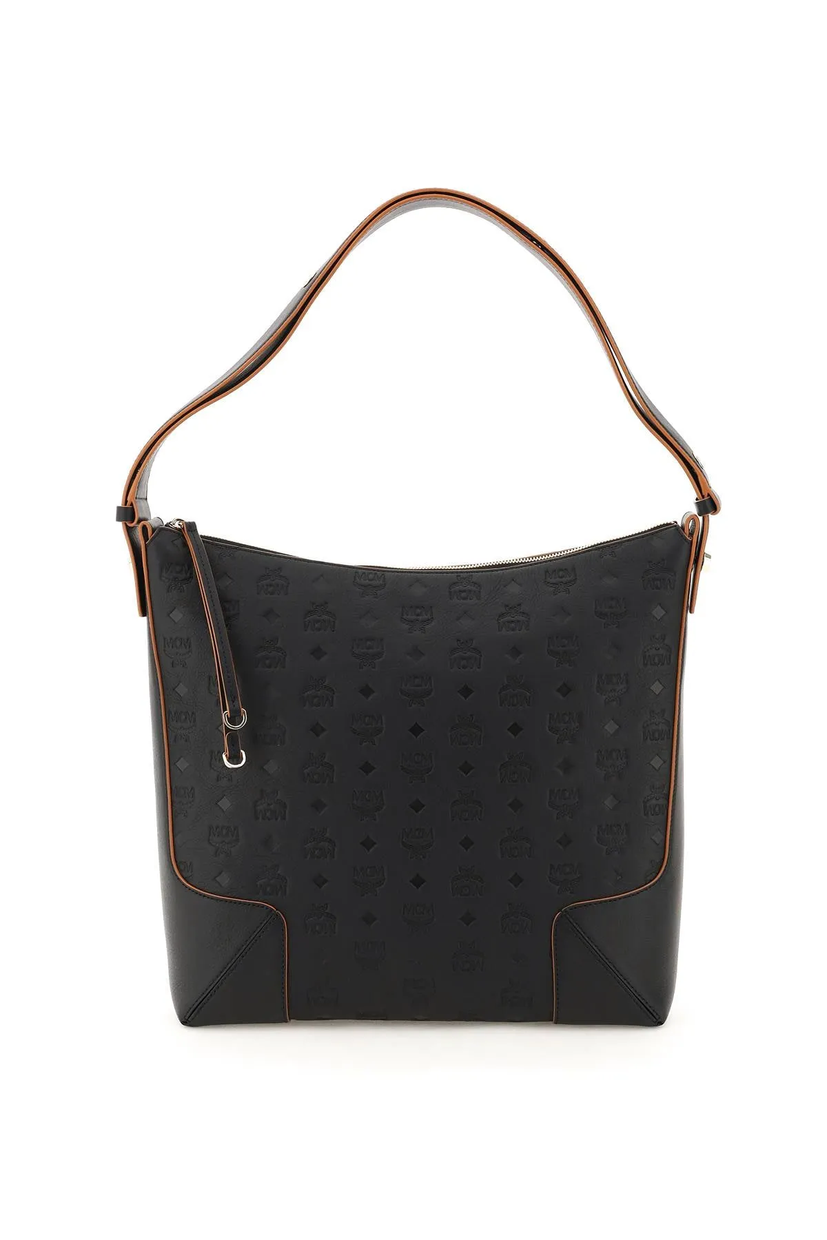 MCM Embossed-Monogram Zipped Tote Bag