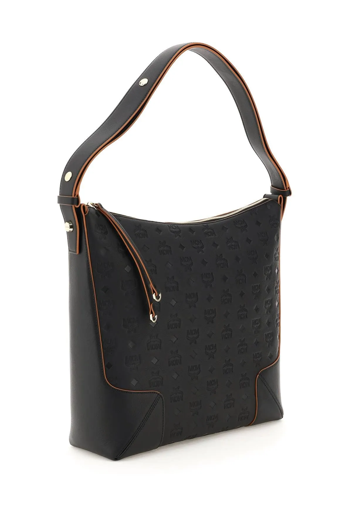 MCM Embossed-Monogram Zipped Tote Bag