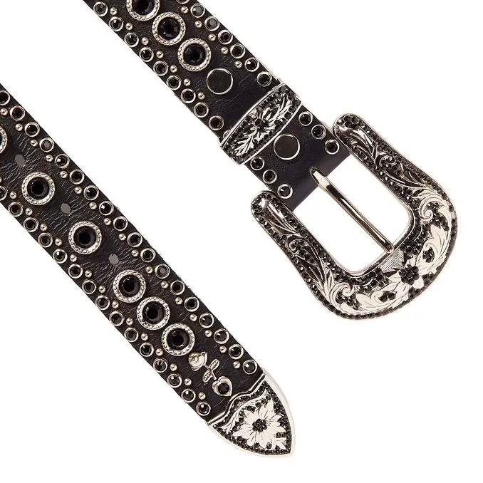 MEDIUM SWAROVSKY BELT DECORATED BUCKLE Woman Black