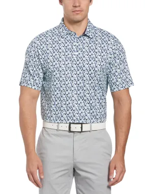 Mens Abstract Golf Ball Print Golf Polo