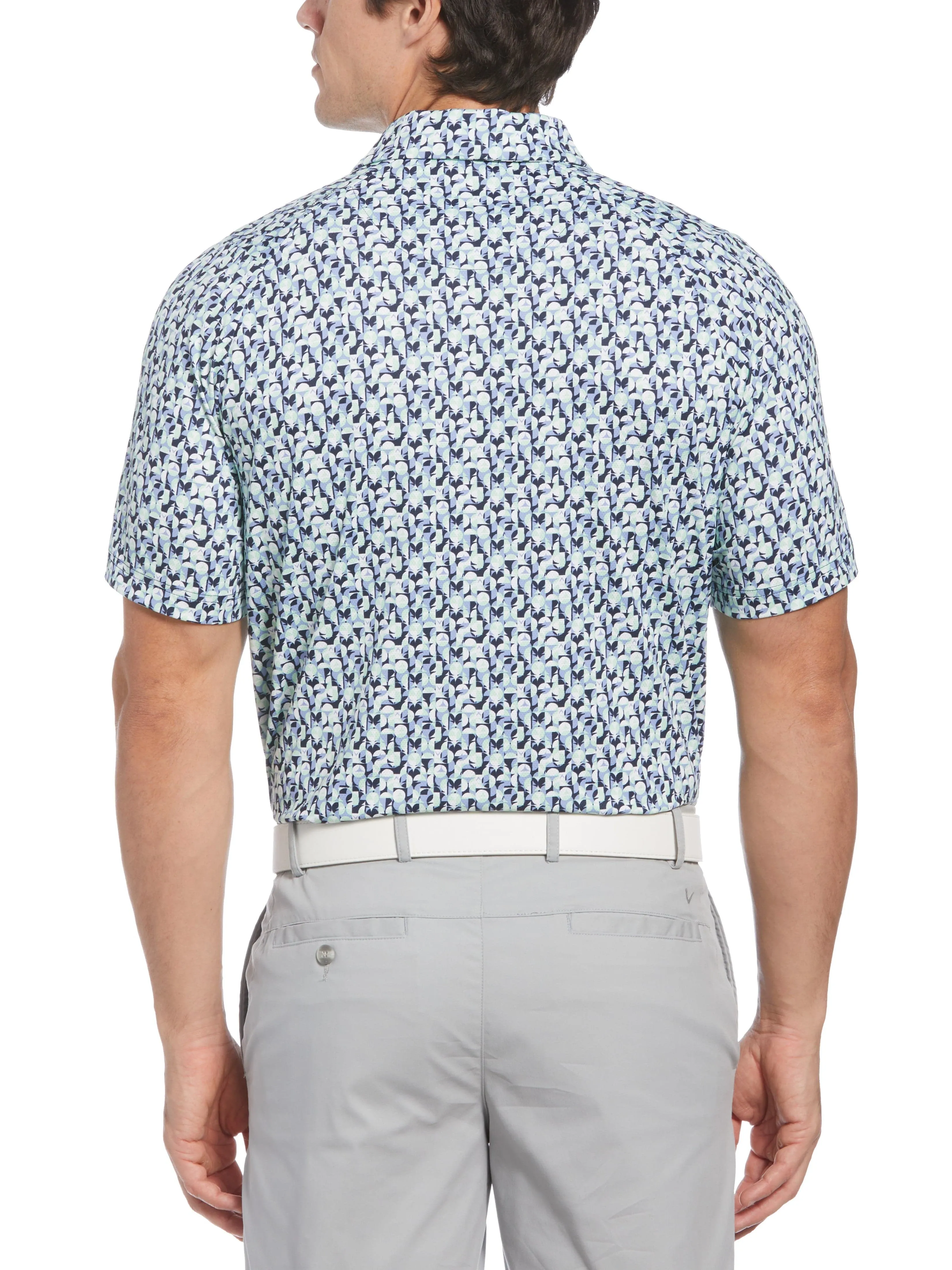 Mens Abstract Golf Ball Print Golf Polo