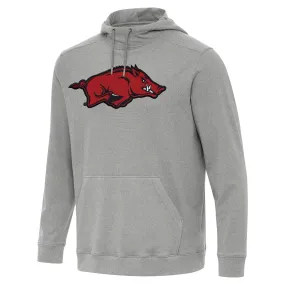 Men's Antigua Heather Gray Arkansas Razorbacks Cloud Pullover Hoodie