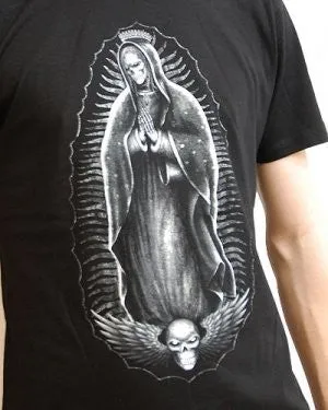 Men's Black T-Shirt Virgin Mary Skull