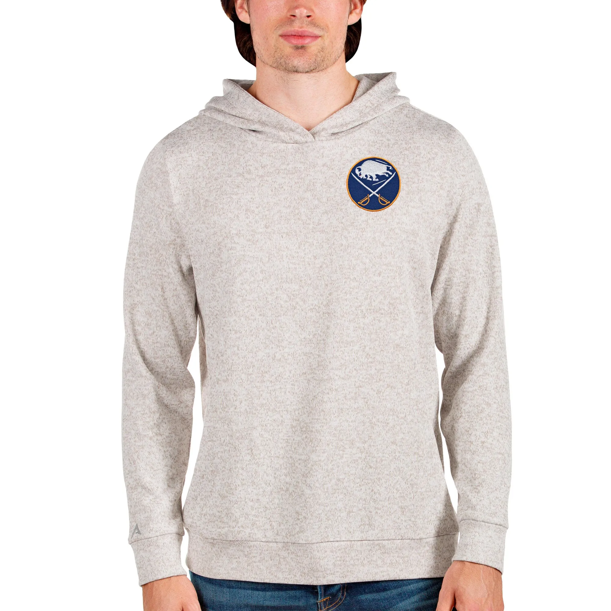 Men's Buffalo Sabres Antigua Oatmeal Team Absolute Pullover Hoodie