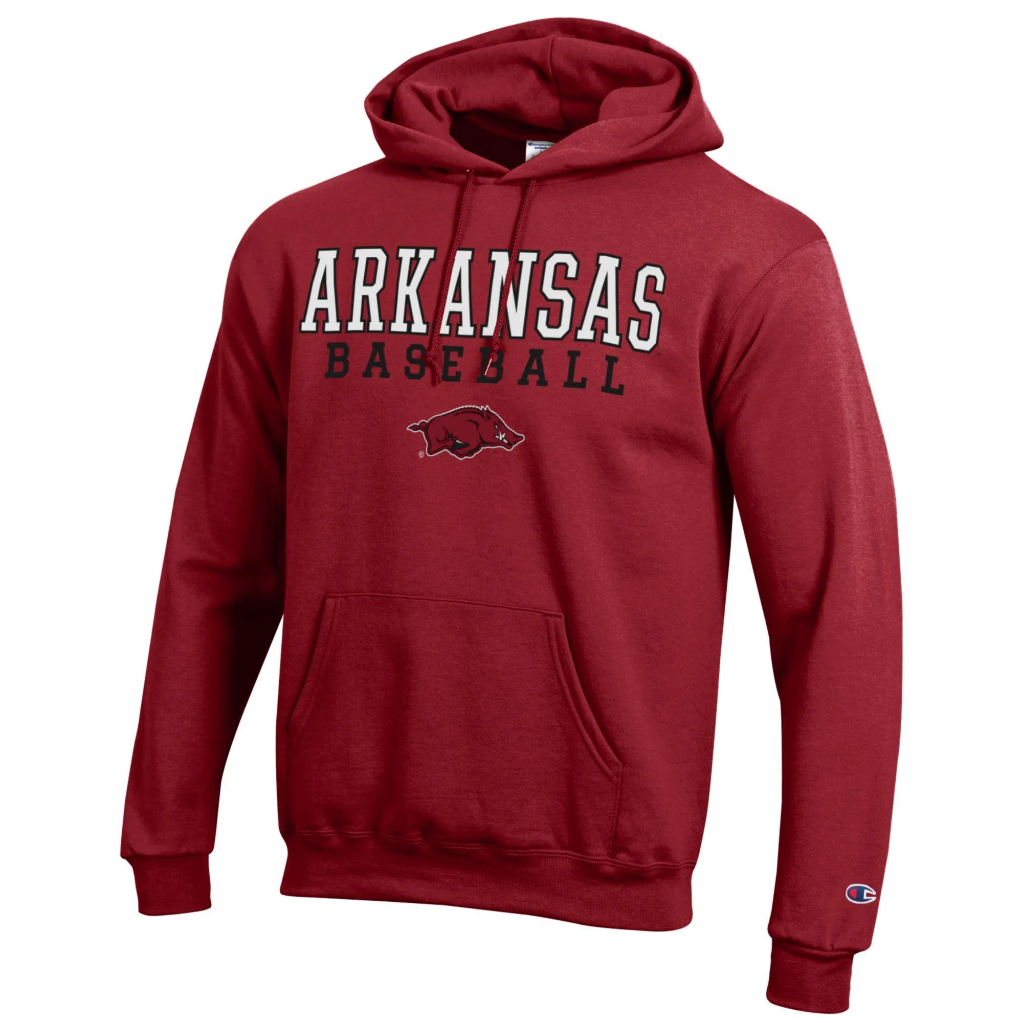 Men's Champion Cardinal Arkansas Razorbacks Baseball Stack Pullover Hoodie