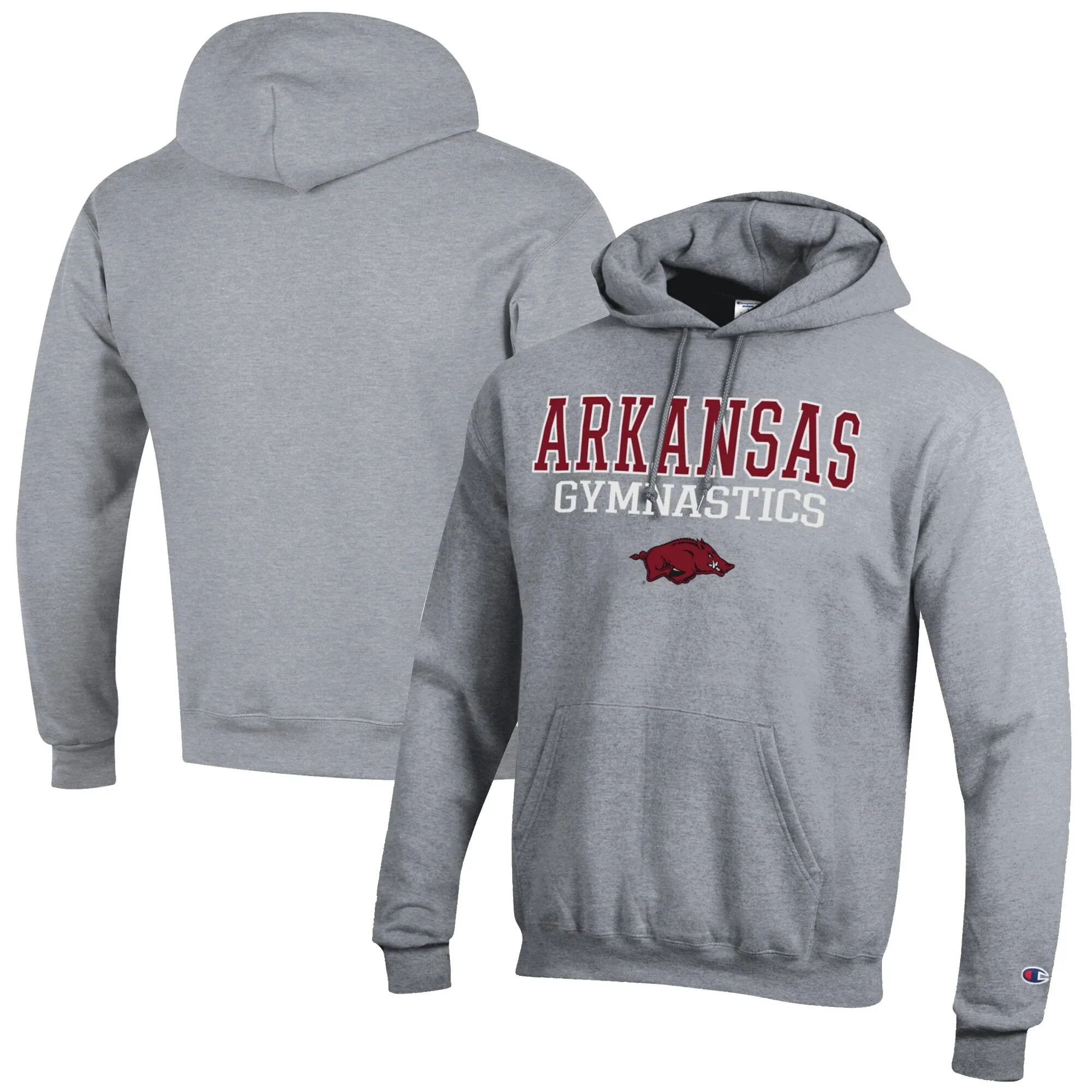 Men's Champion  Gray Arkansas Razorbacks Gymnastics Stack Powerblend Pullover Hoodie