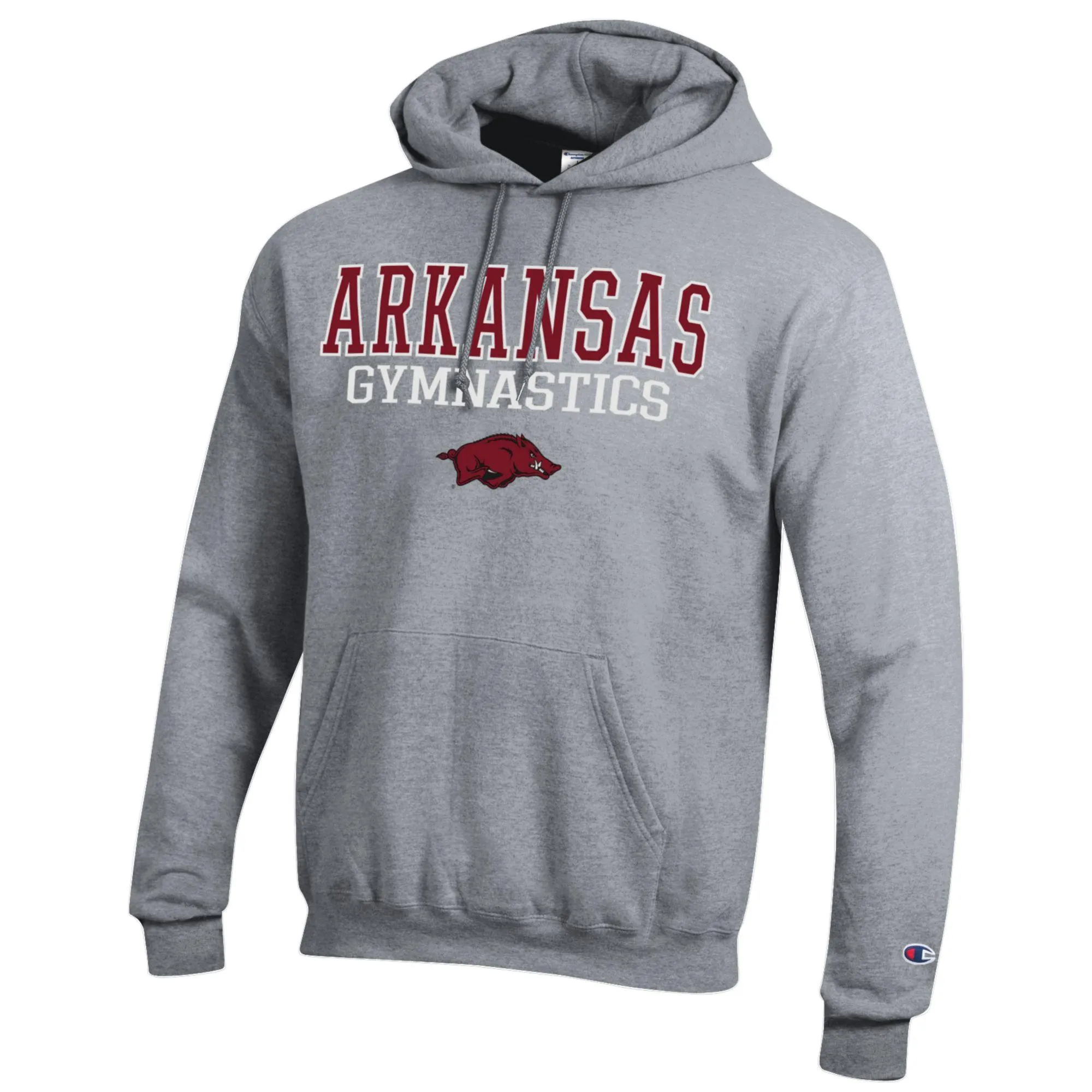 Men's Champion  Gray Arkansas Razorbacks Gymnastics Stack Powerblend Pullover Hoodie