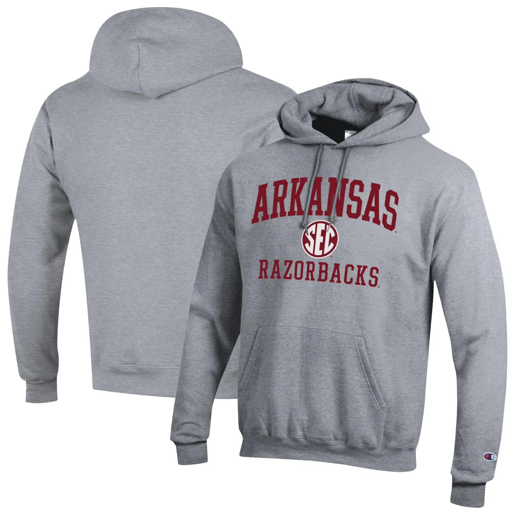 Men's Champion Gray Arkansas Razorbacks Team Fleece Pullover Hoodie