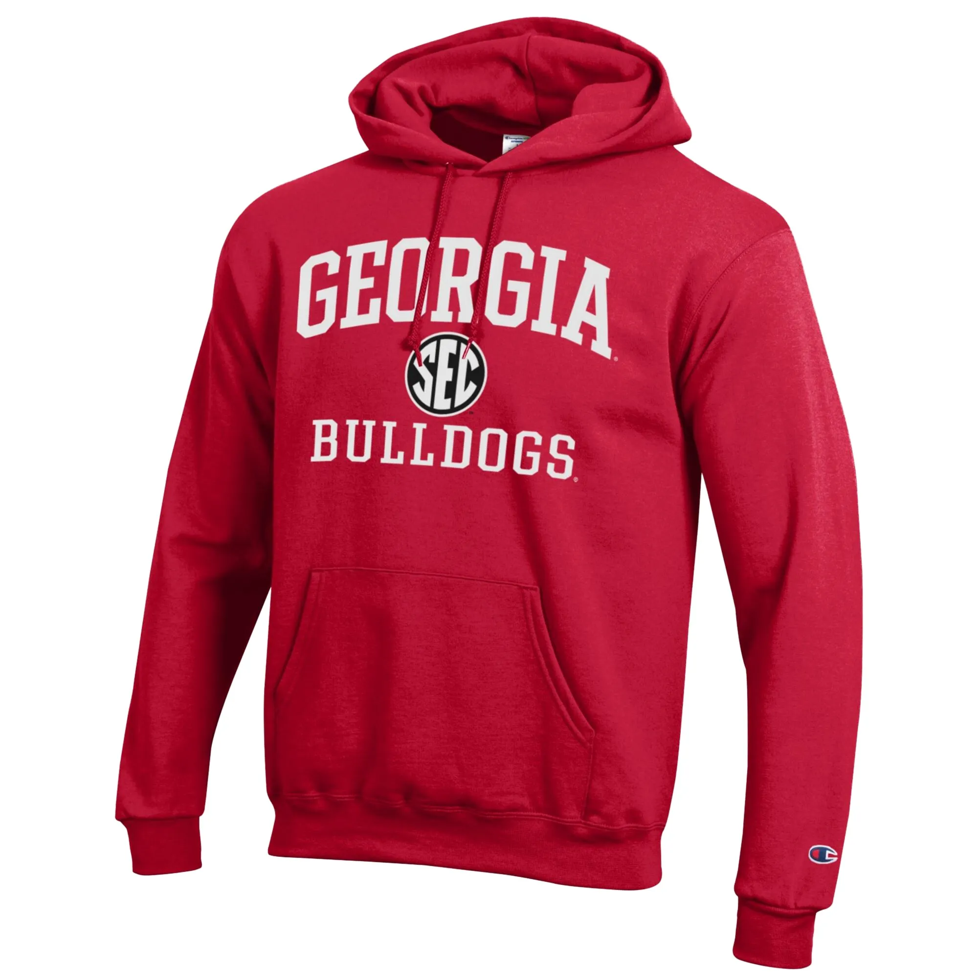 Men's Champion Red Georgia Bulldogs Team Fleece Pullover Hoodie