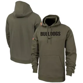 Men's Nike  Olive Georgia Bulldogs Military Pack Club Fleece Pullover Hoodie