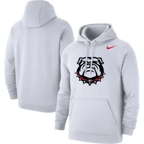 Men's Nike White Georgia Bulldogs Logo Club Pullover Hoodie