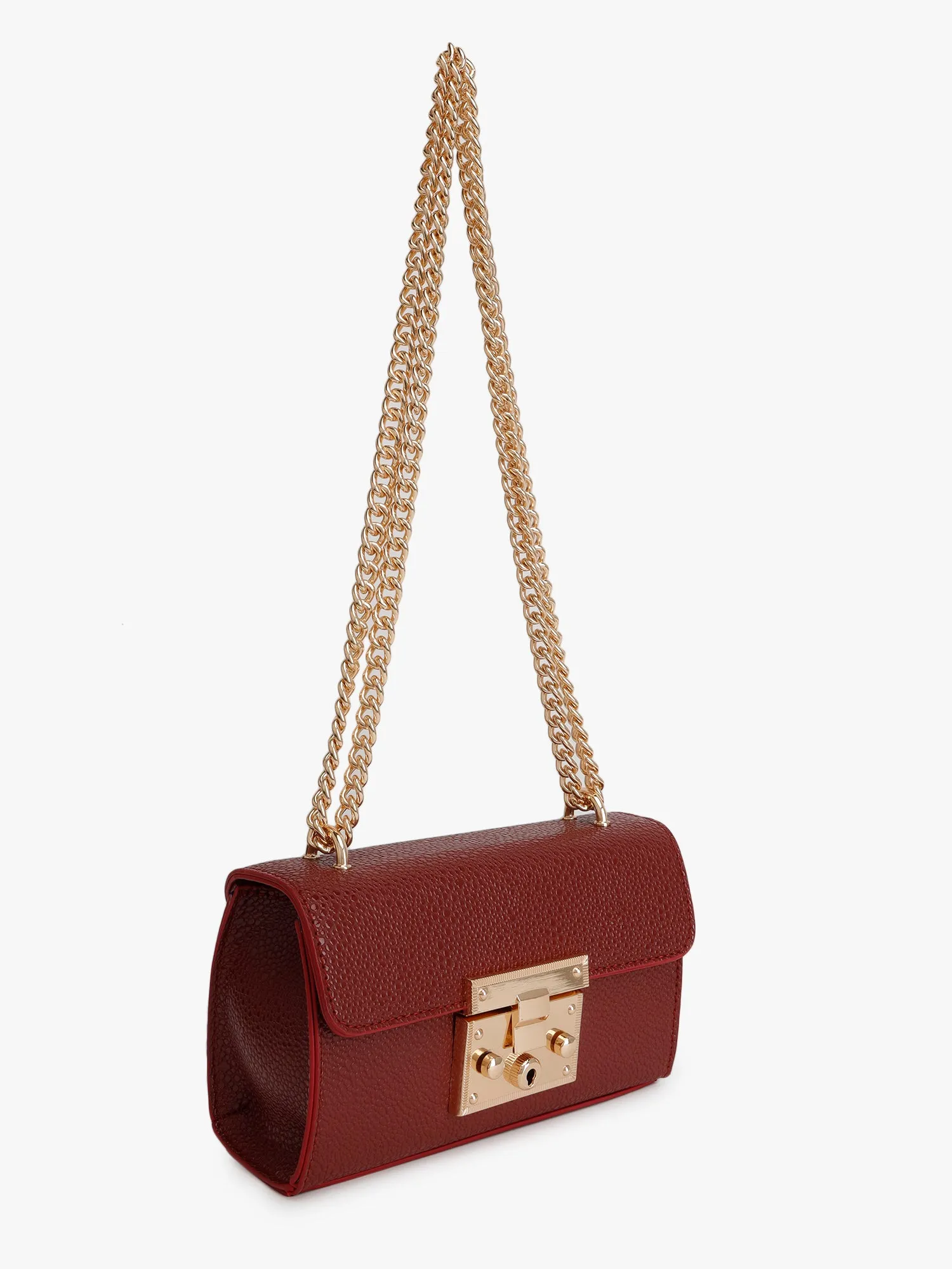 Mesmerize Gold Lock Sling Bag