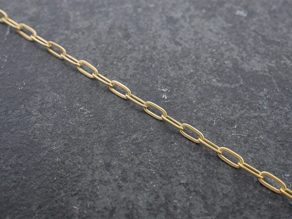 Micro Paperclip Chain, Gold Plated