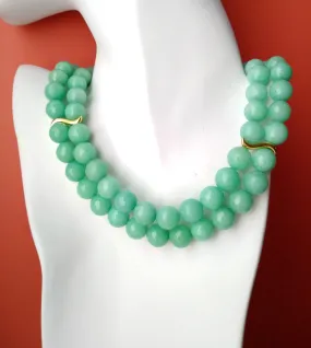 Mint Green Jade Double Strand Necklace