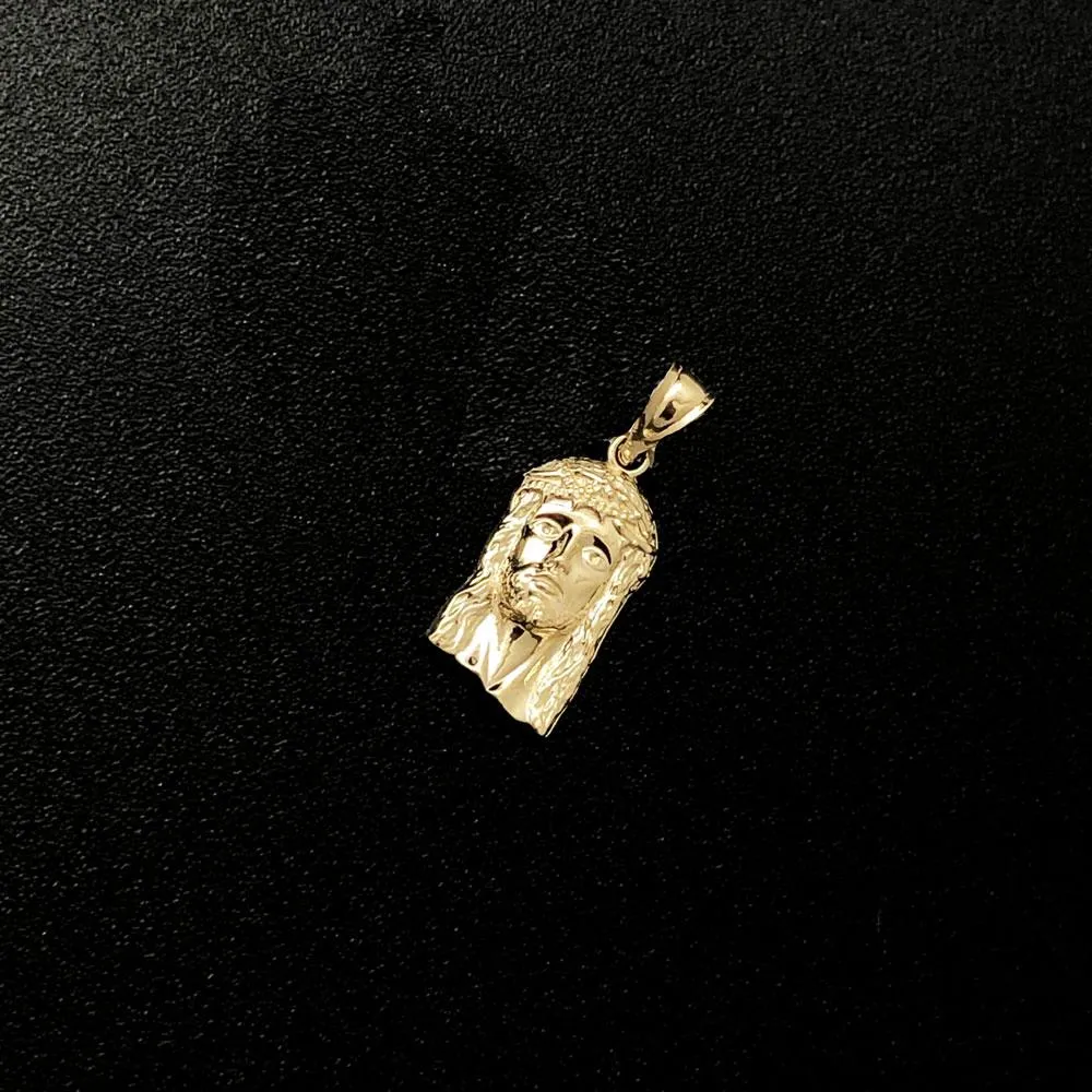 Nano Jesus Face Pendant 10K Yellow Gold Pendant