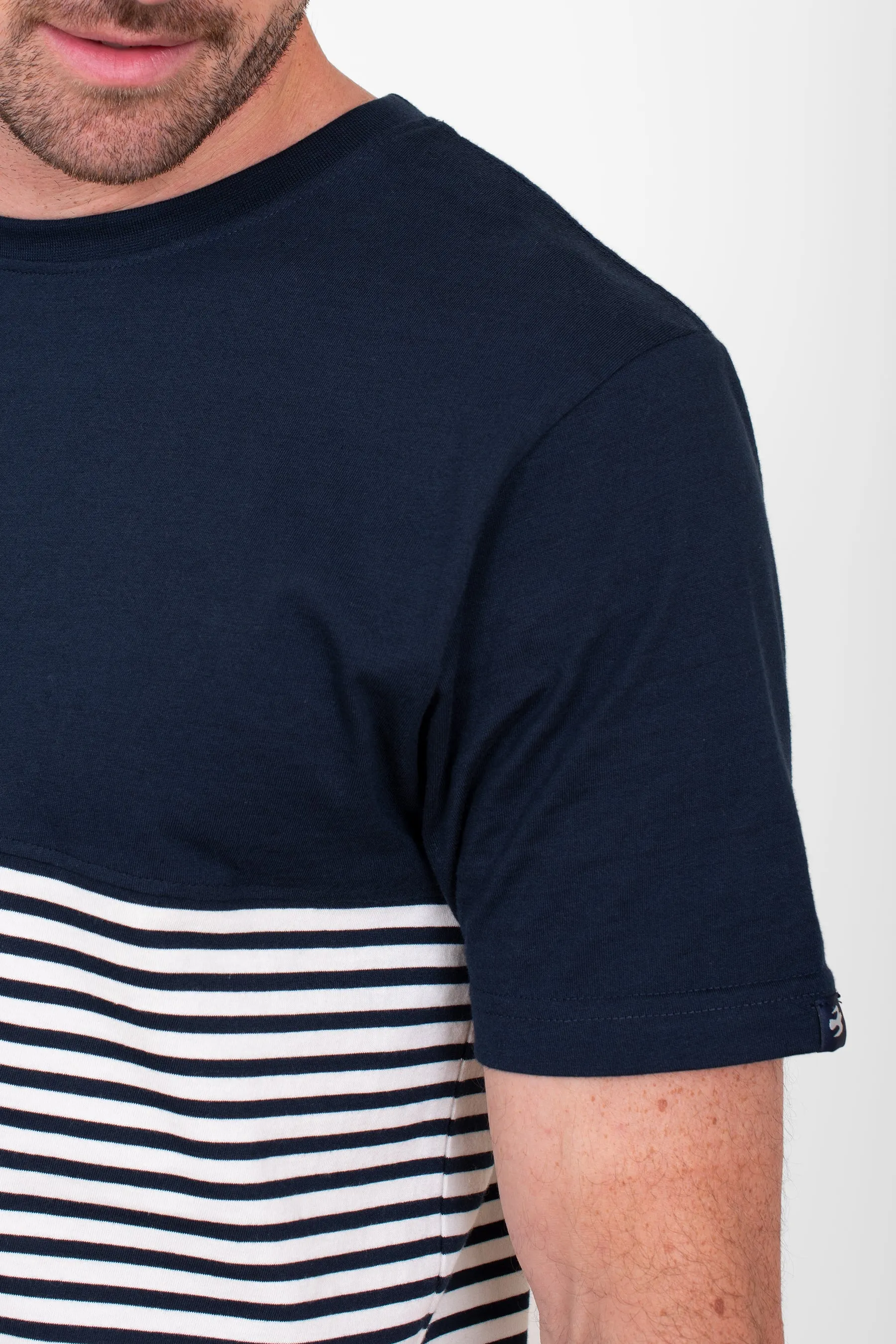 Navy Block Striped Tee