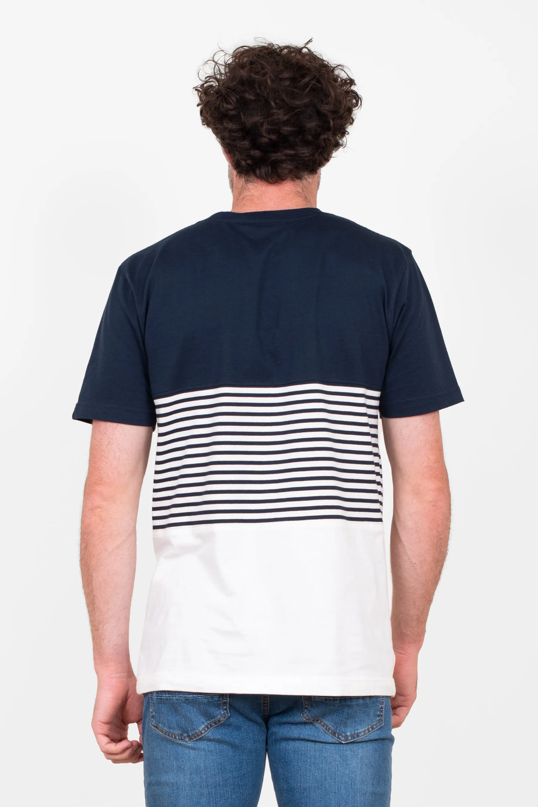 Navy Block Striped Tee