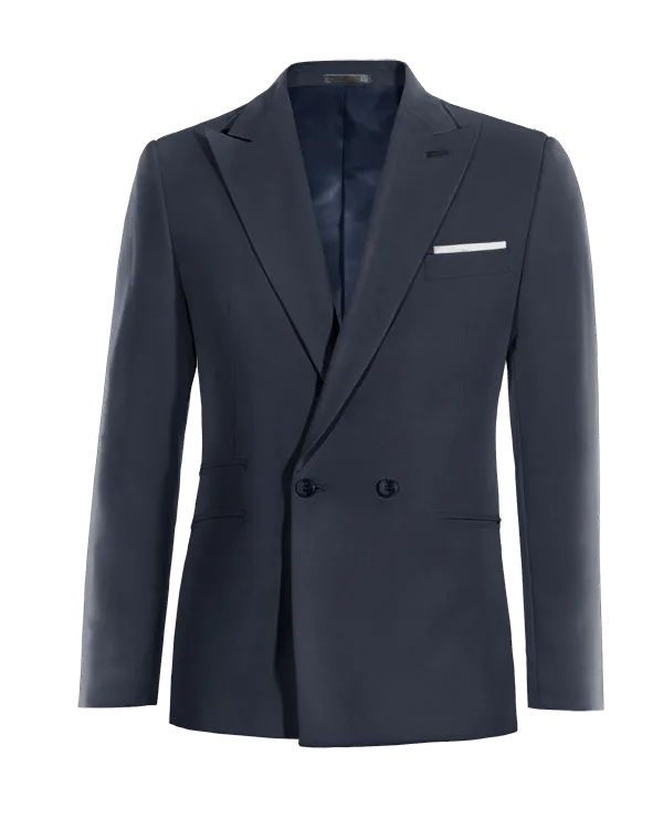 Navy blue 2 buttons double breasted peak lapel Jacket with handkerchief