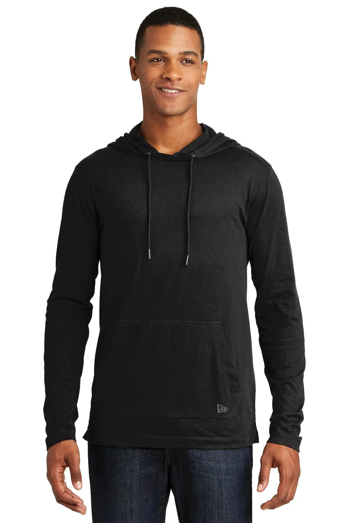 New Era Tri Blend Performance Pullover Hoodie Tee NEA131 Black Solid