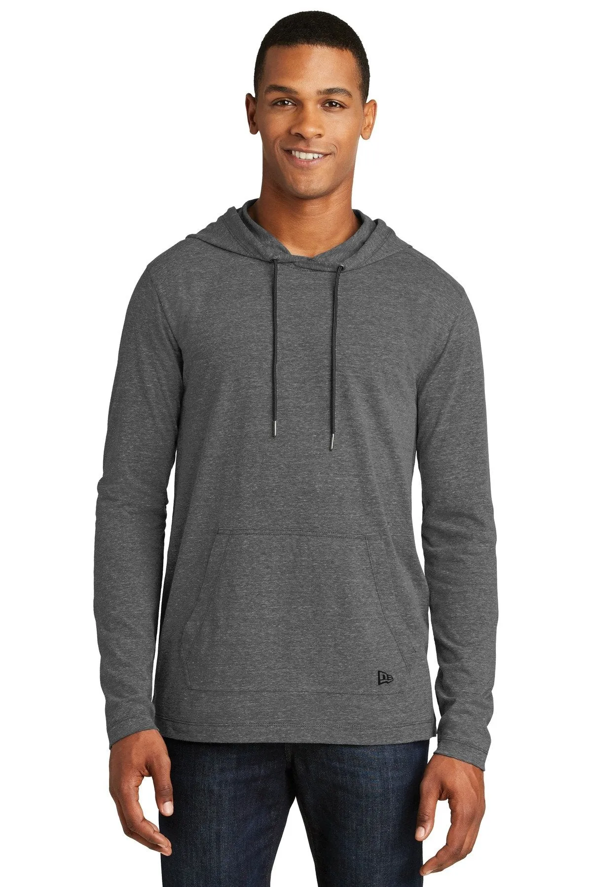 New Era Tri Blend Performance Pullover Hoodie Tee NEA131 Dark Graphite