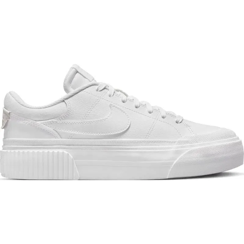 NIKE WOMEN'S COURT LIFT PLATFORM TRIPLE WHITE SHOES