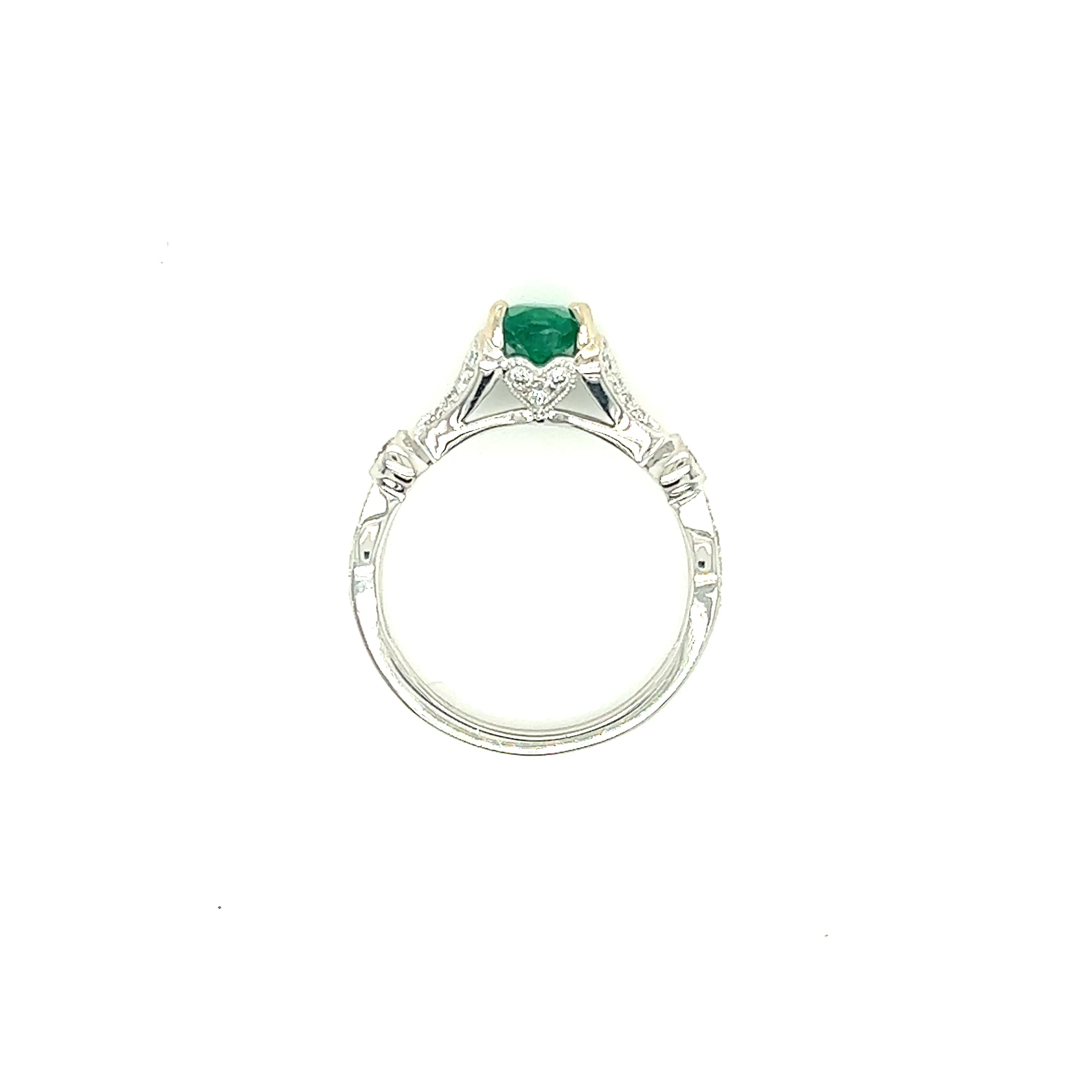 Oval Emerald Ring with 0.39ctw of Diamonds in 14K White Gold